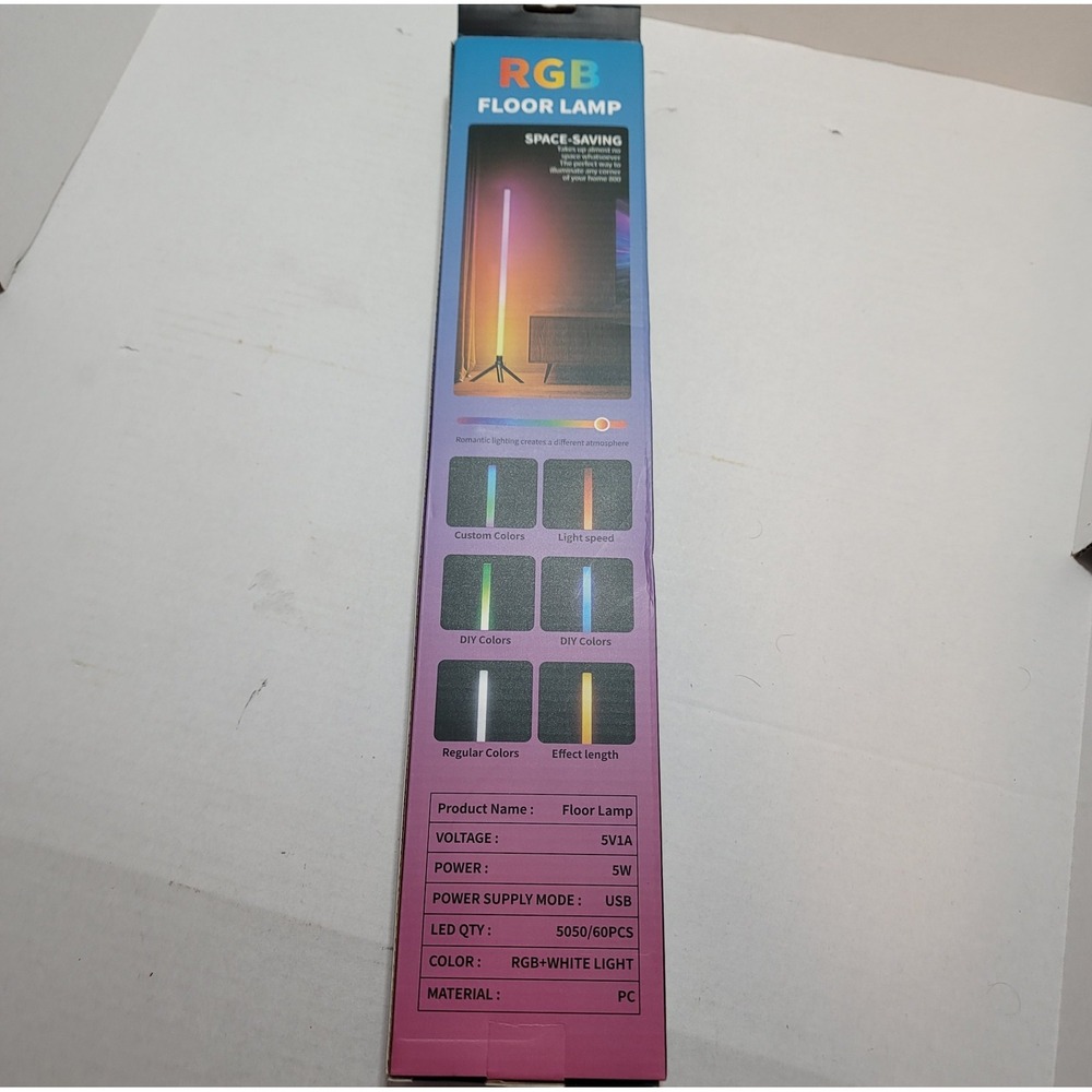 RGB LED Corner Floor Lamp - Remote Control USB Custom, DIY & Regular Colors 40"